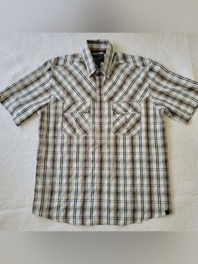 Woolrich Shirt Mens L Multicolor Plaid Short Sleeve Snap Button Down